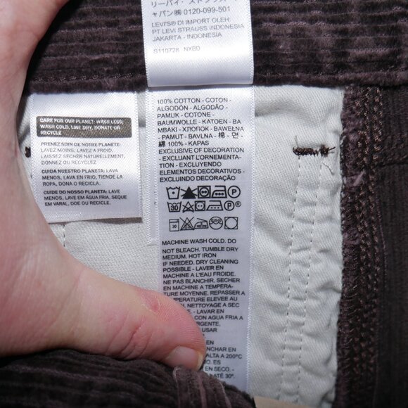 Levis 568 Loose Fit Corduroy Carpenter Pants Mens 30x34 Brown Y2K Skater Utility - Picture 14 of 14